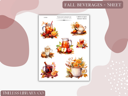 Fall Beverages Sticker Sheet