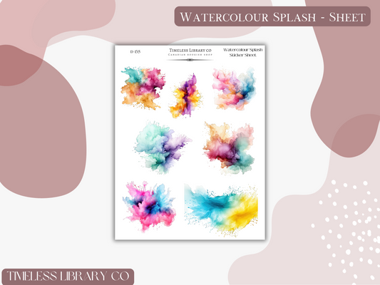 Watercolour Splash Sticker Sheet