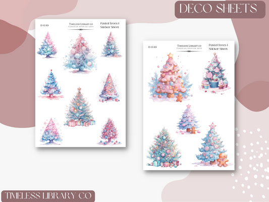 Pastel Trees Sticker Sheet Set